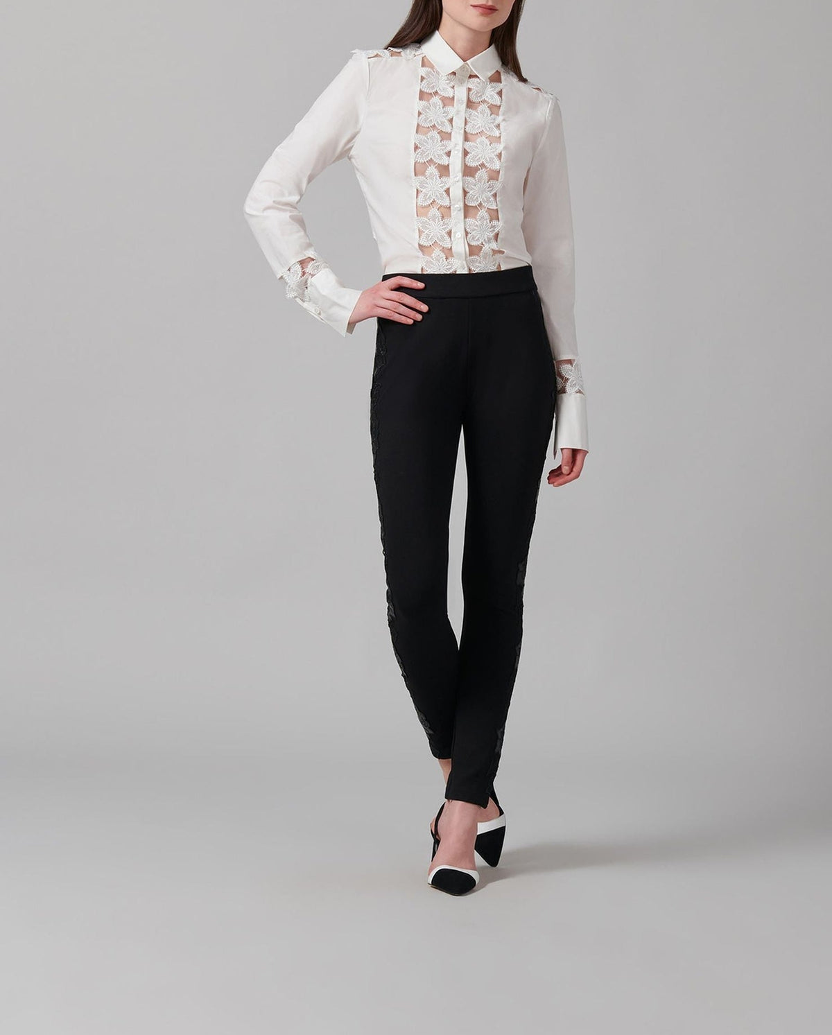 Chemise Melopée en dentelle à détails brodés - Moon White