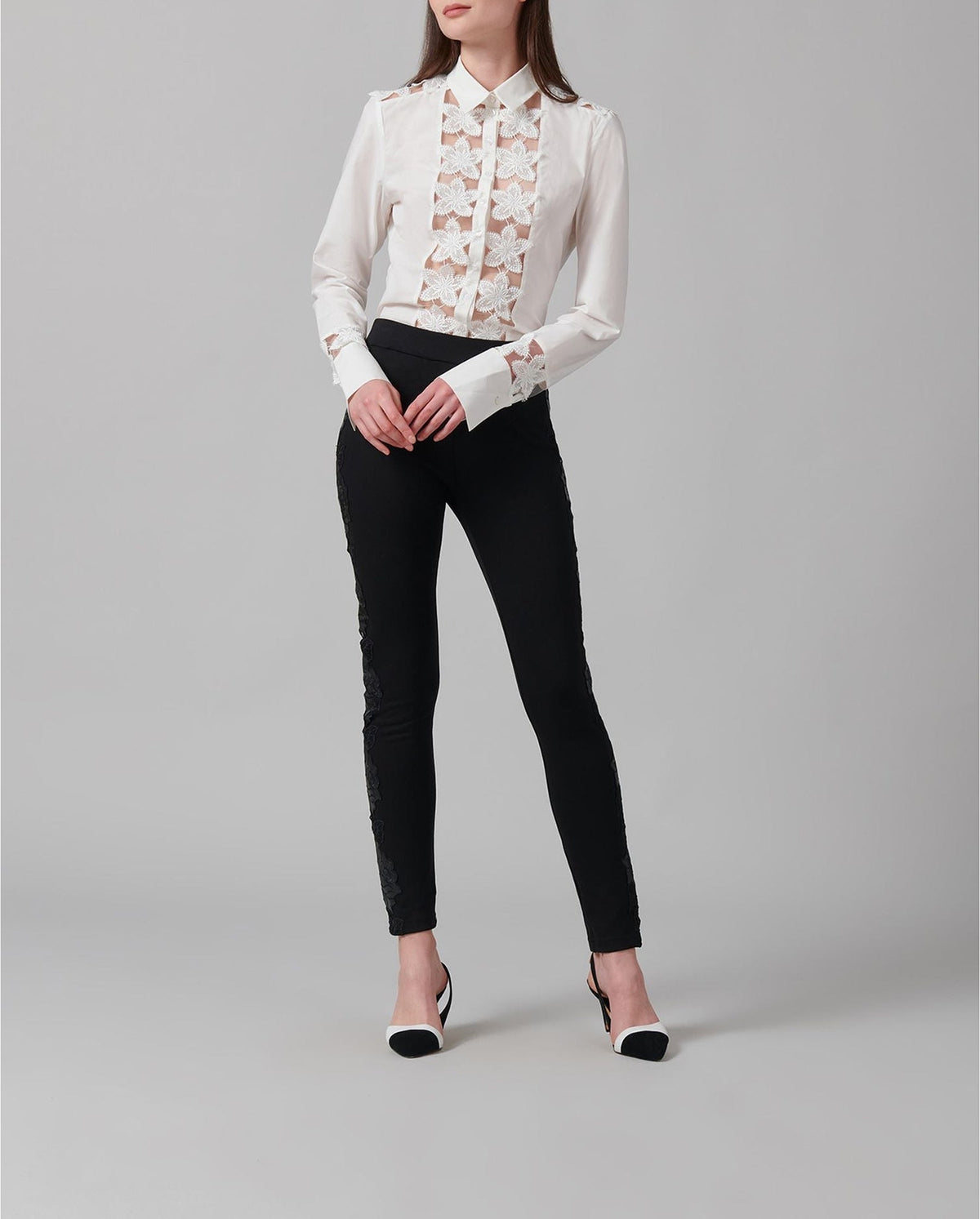 Chemise Melopée en dentelle à détails brodés - Moon White