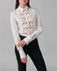 Chemise Melopée en dentelle à détails brodés - Moon White
