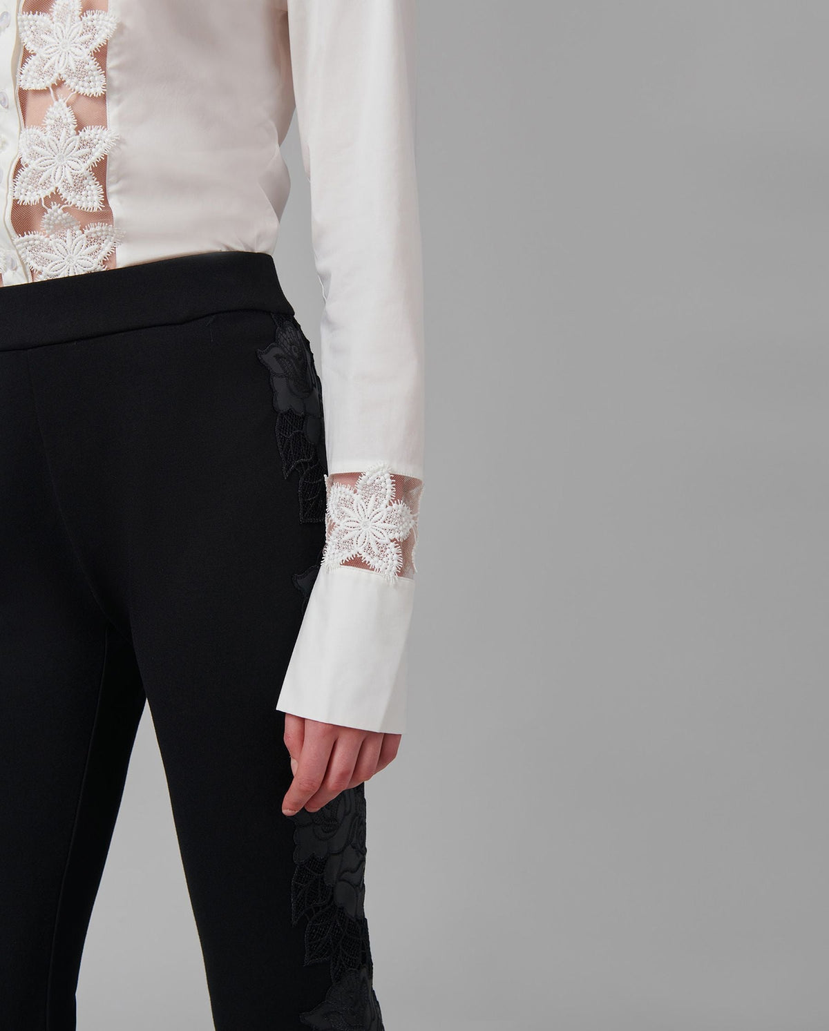 Chemise Melopée en dentelle à détails brodés - Moon White