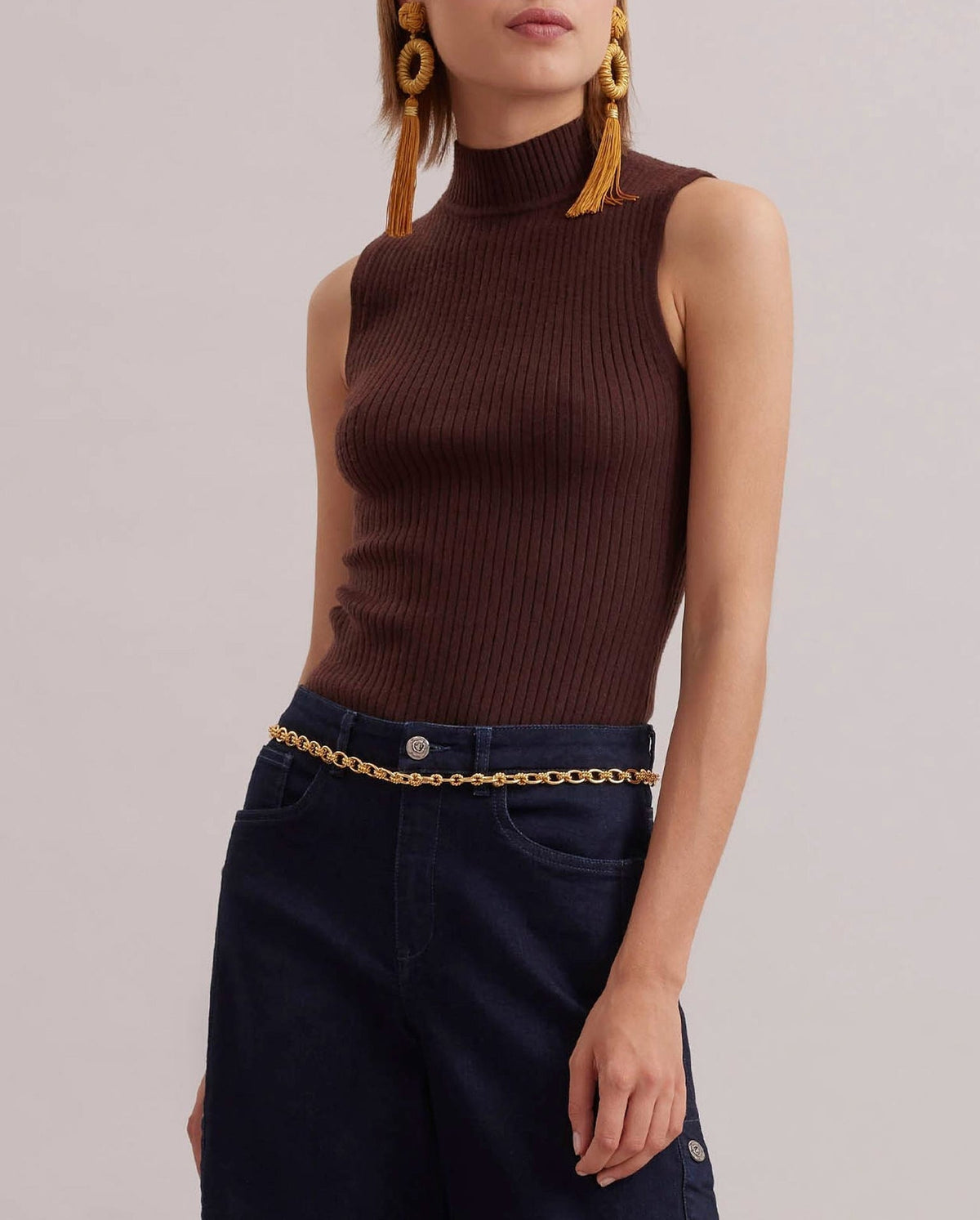 Top en maille Solo sans manche - Chocolate