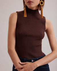 Top en maille Solo sans manche - Chocolate