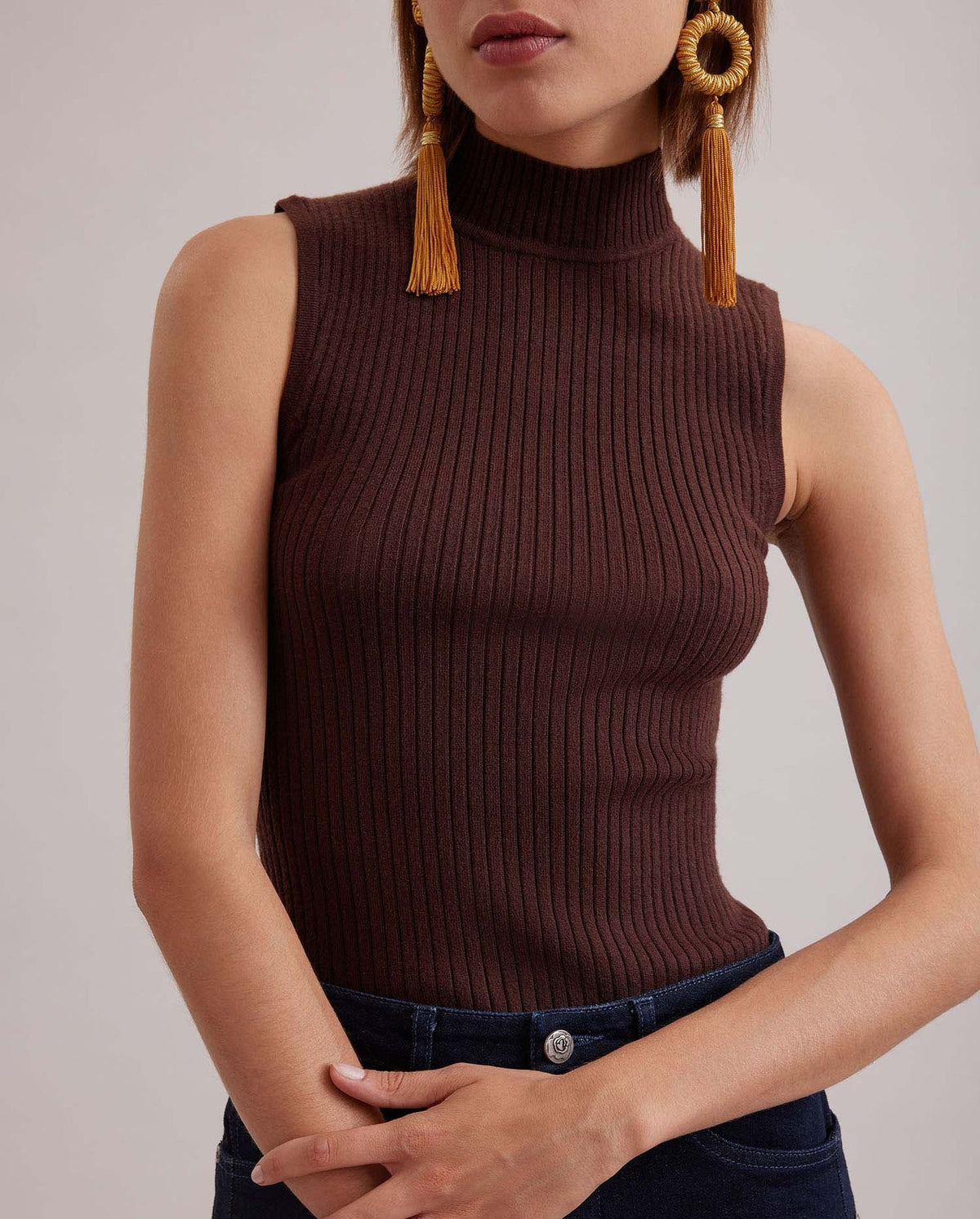Top en maille Solo sans manche - Chocolate
