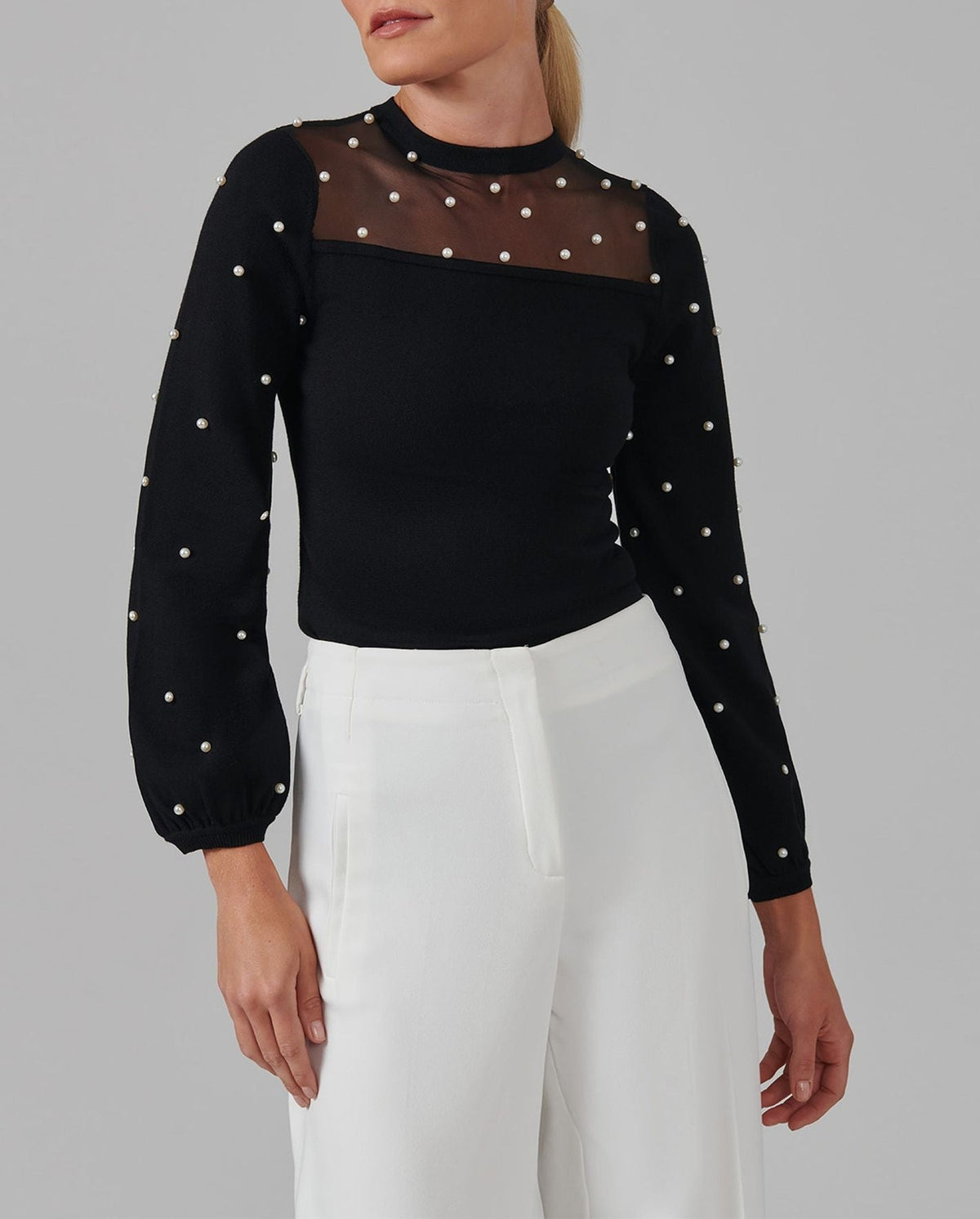 Pull Menuet à manches ballon - Black