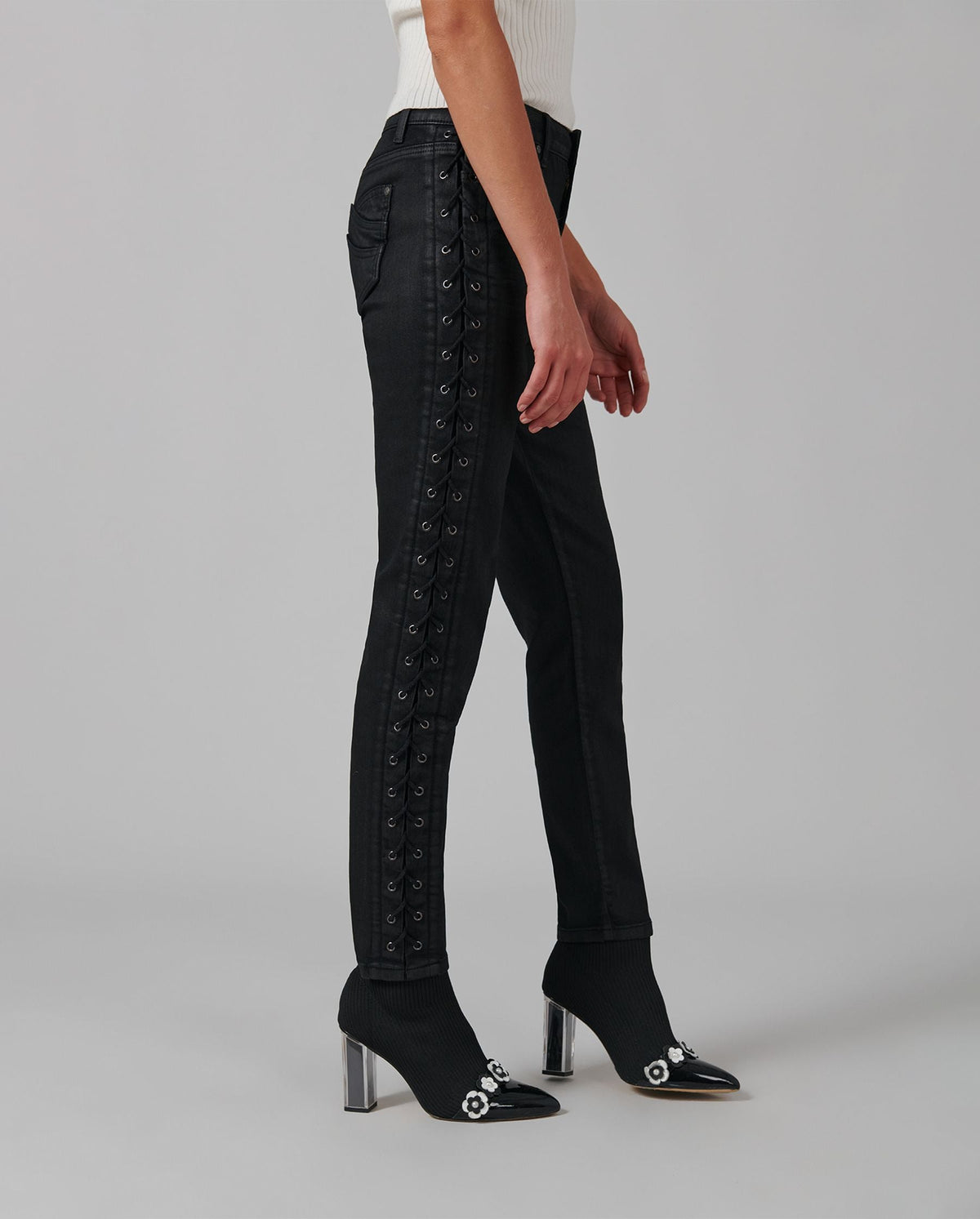Jeans skinny Rock à laçets - Black