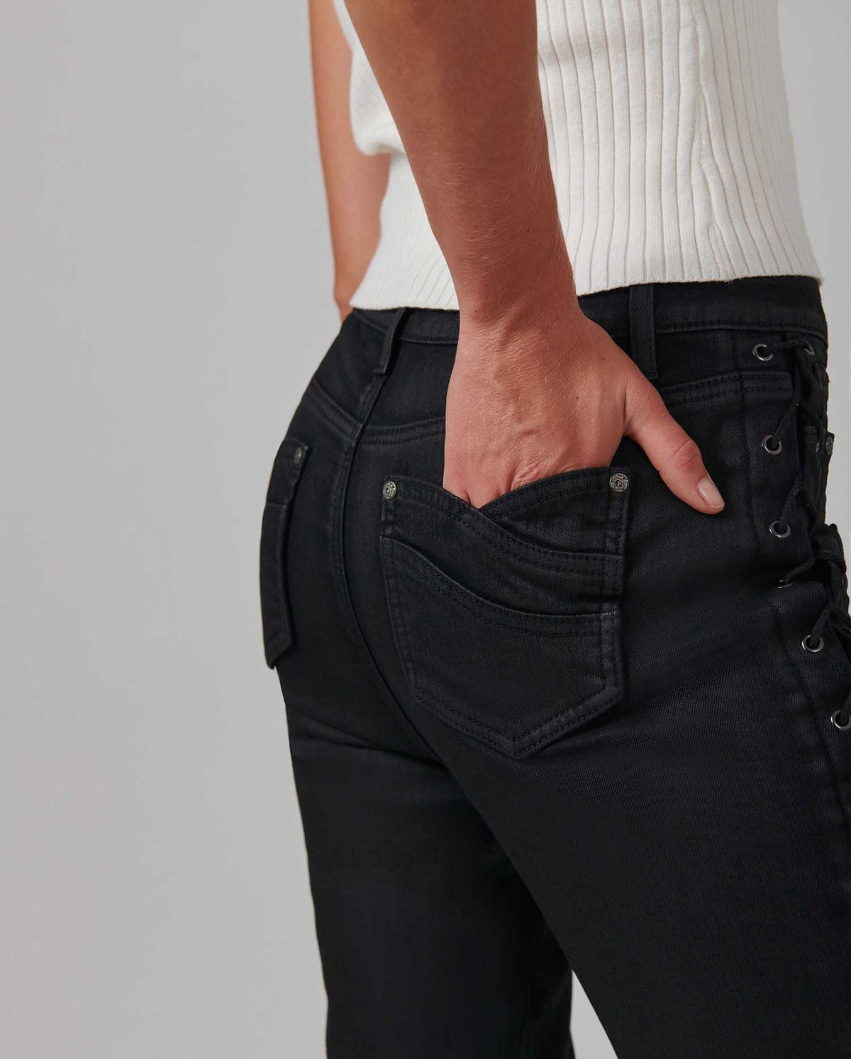 Jeans skinny Rock à laçets - Black