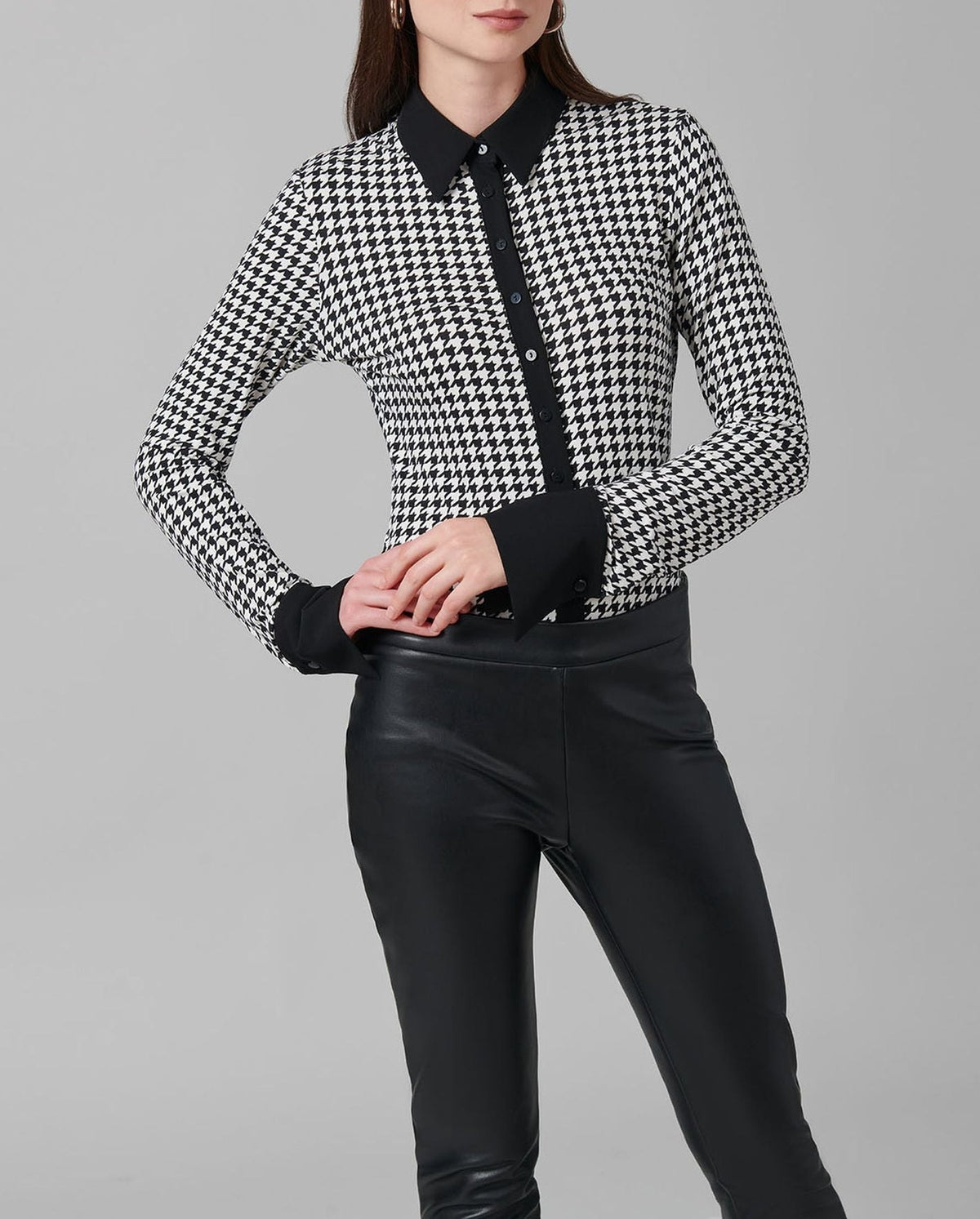 Chemise Duo à col en crêpe - Black & White