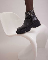 Bottines Dorval en cuir et twéed - Black