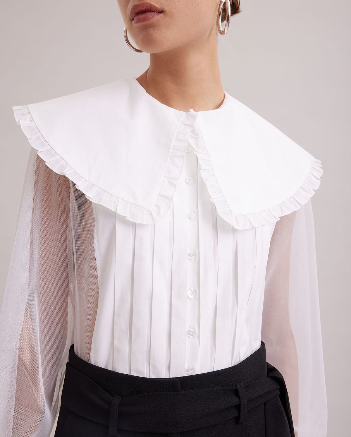 Chemisier Musset à col claudine - White