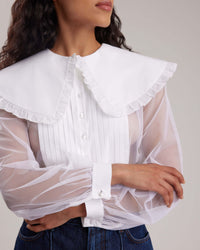 Chemisier Musset à col claudine - White
