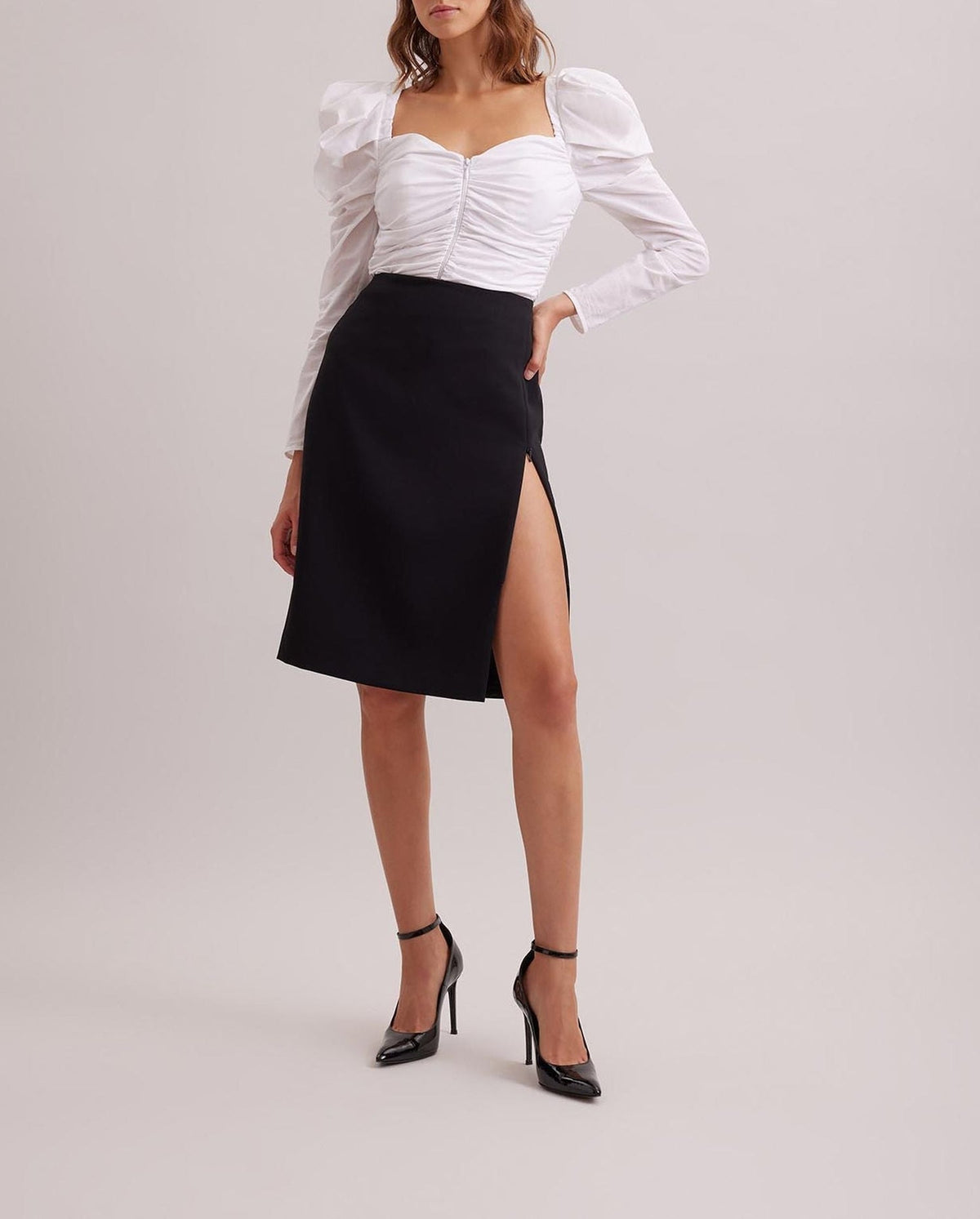 Blouse Austen à épaule ballon - White