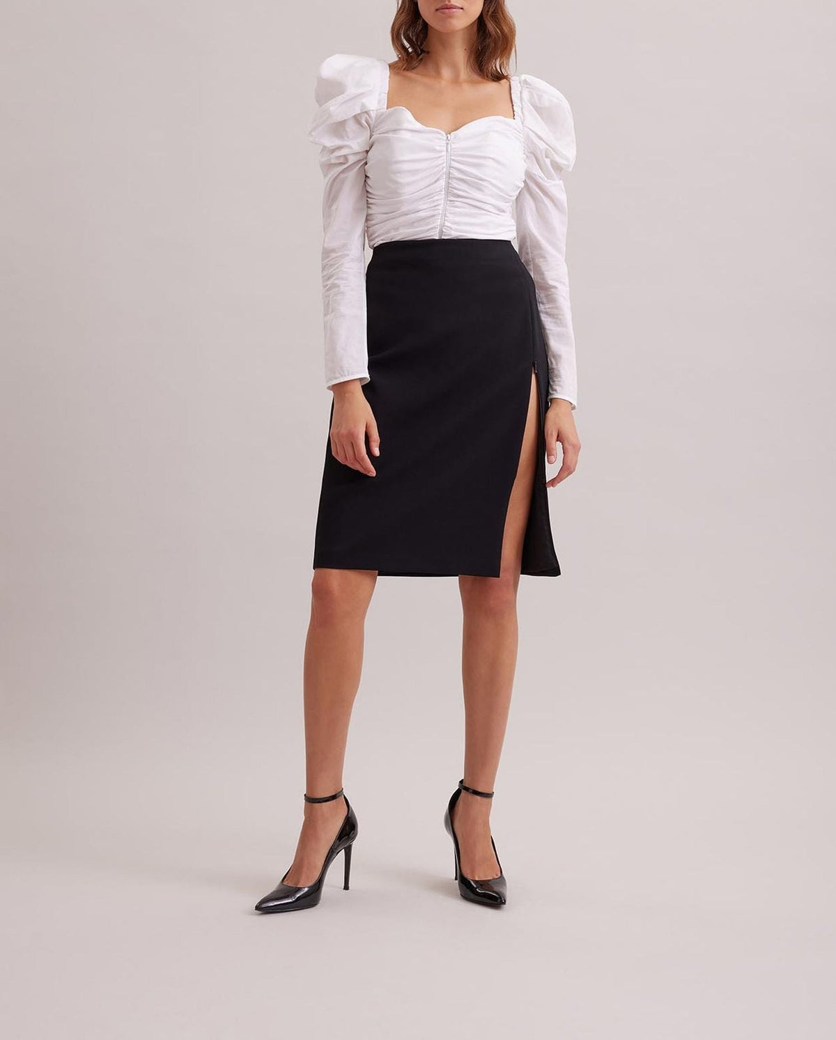 Blouse Austen à épaule ballon - White