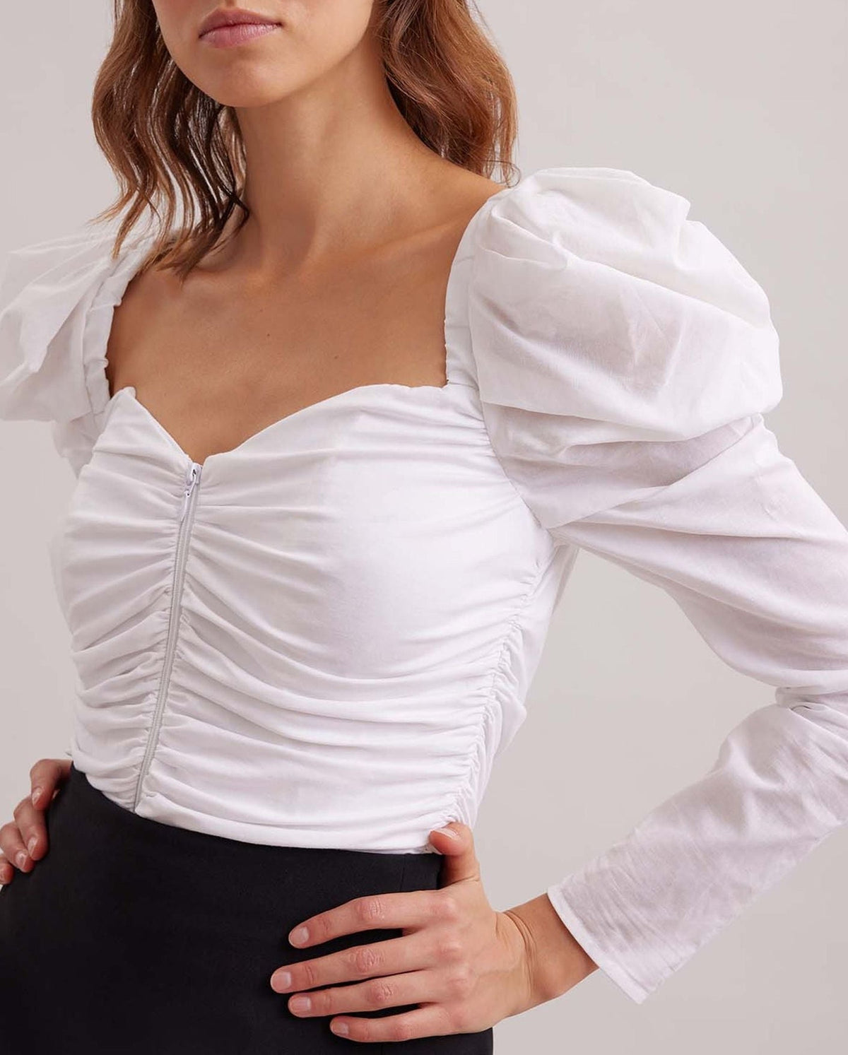 Blouse Austen à épaule ballon - White