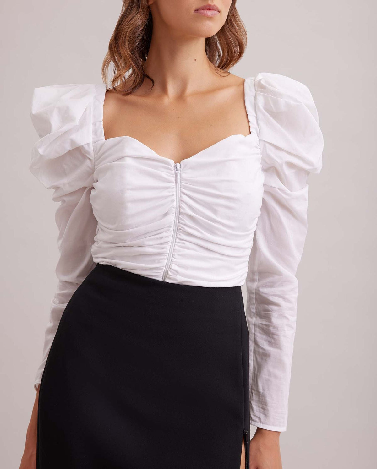 Blouse Austen à épaule ballon - White