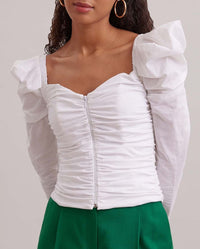 Blouse Austen à épaule ballon - White