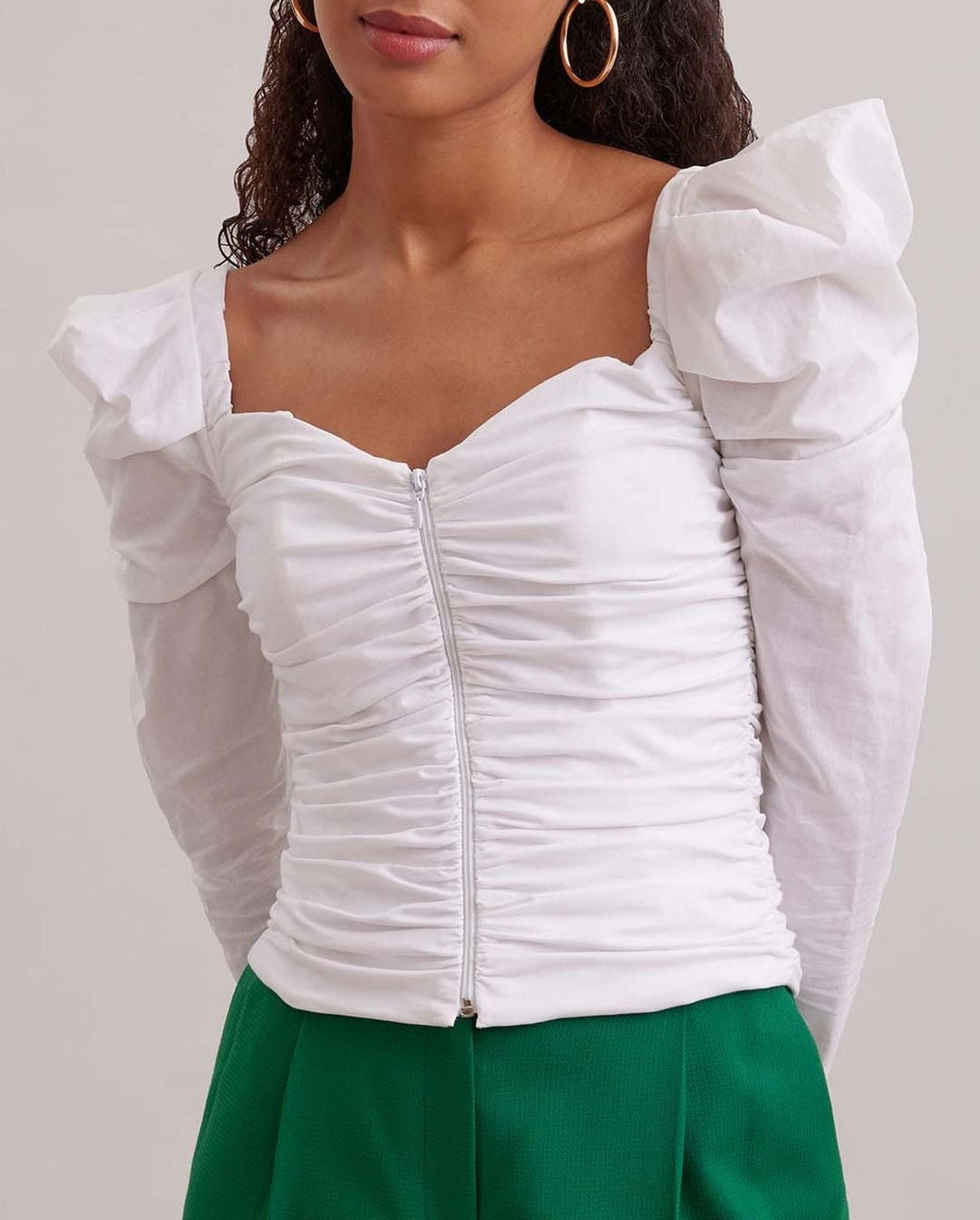 Blouse Austen à épaule ballon - White