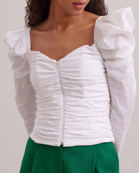 Blouse Austen à épaule ballon - White