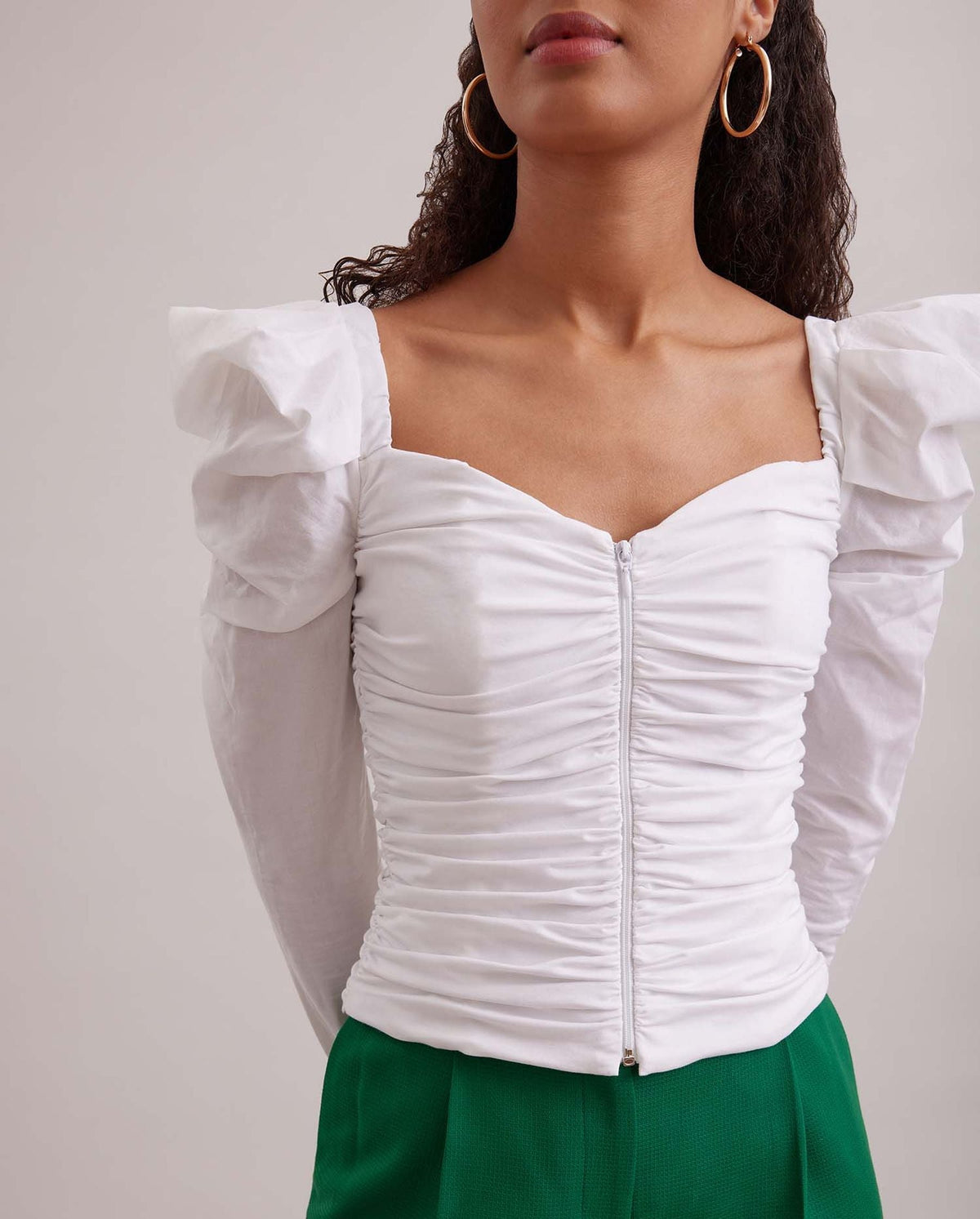 Blouse Austen à épaule ballon - White
