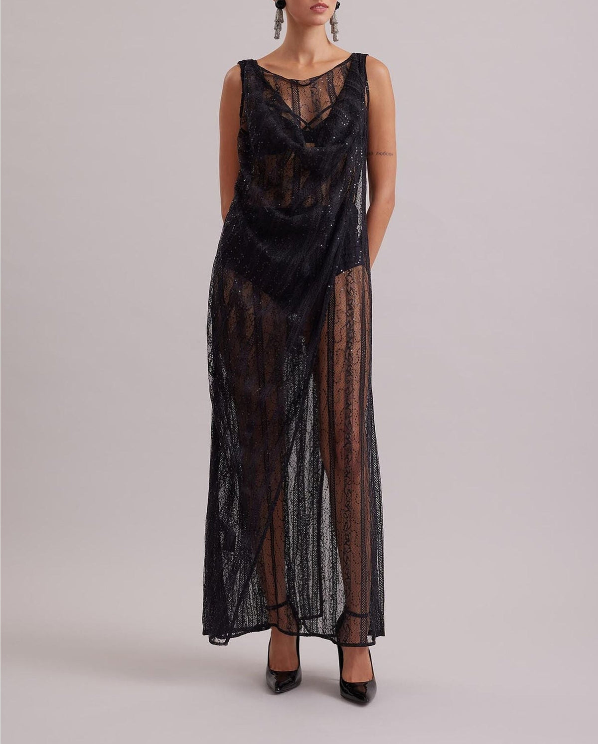 Robe Emotion à détails transparent - Black