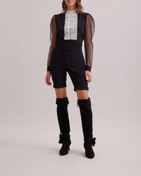 Top Epopée à ruban en dentelle - Black