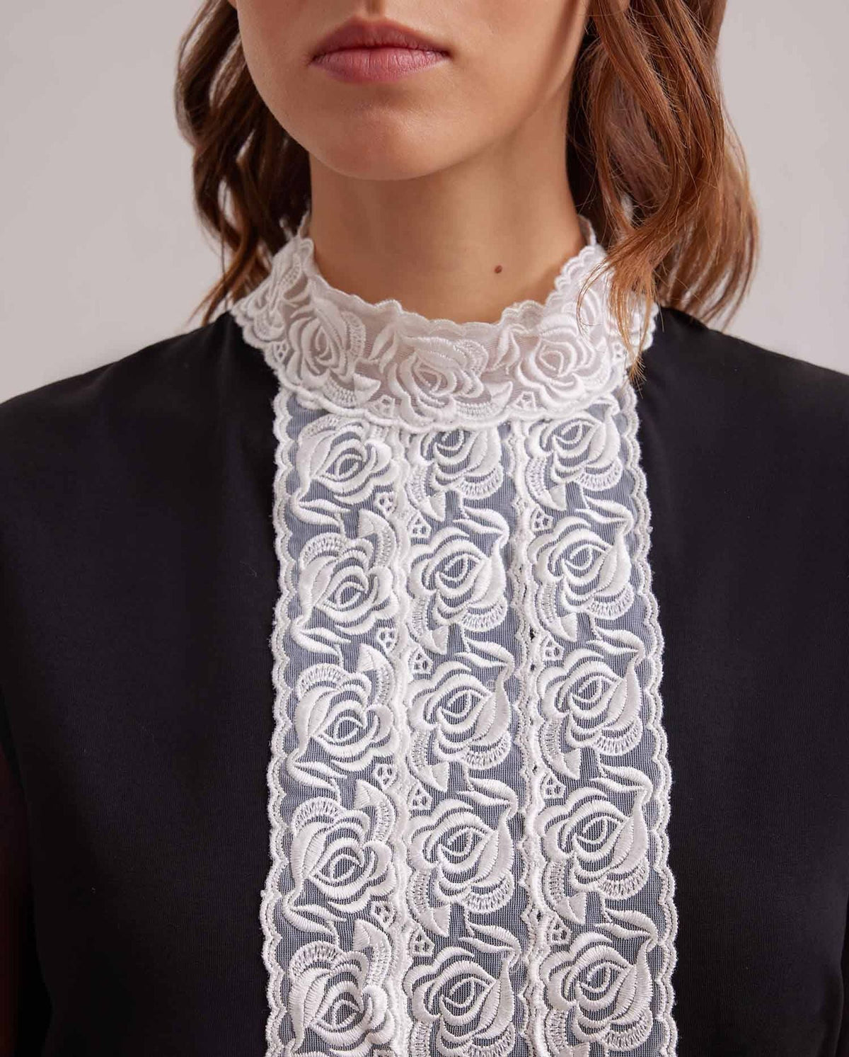 Top Epopée à ruban en dentelle - Black
