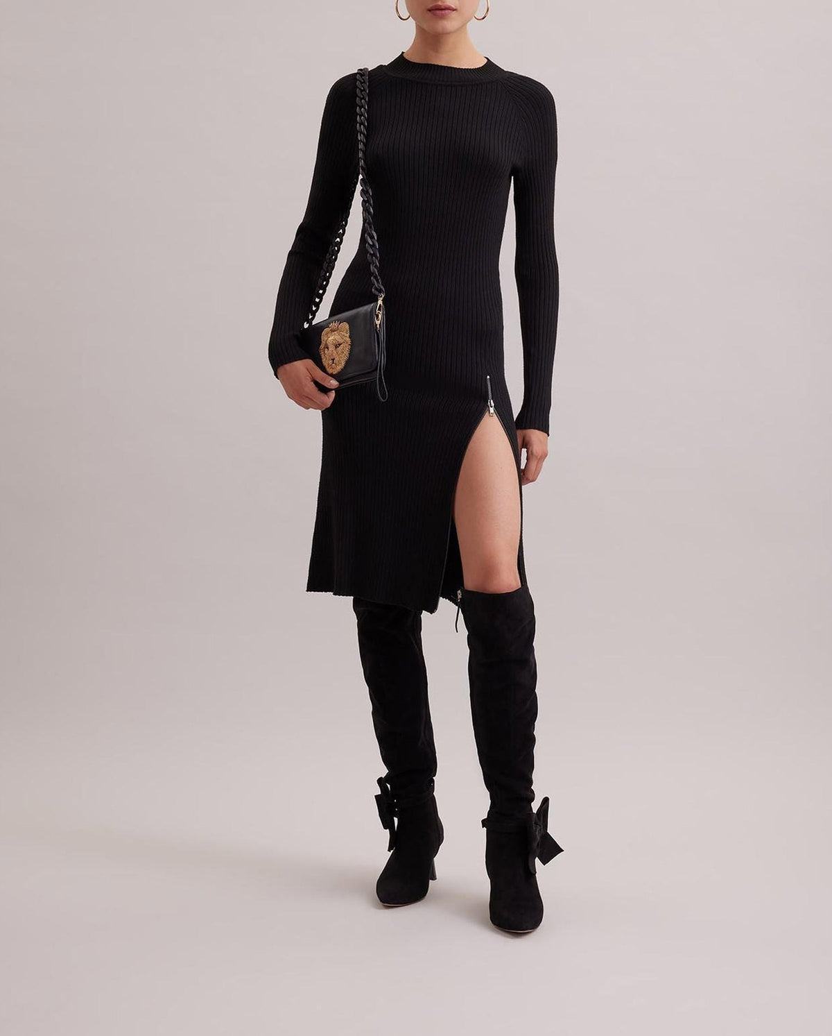 Robe Ecusson côtelée - Black