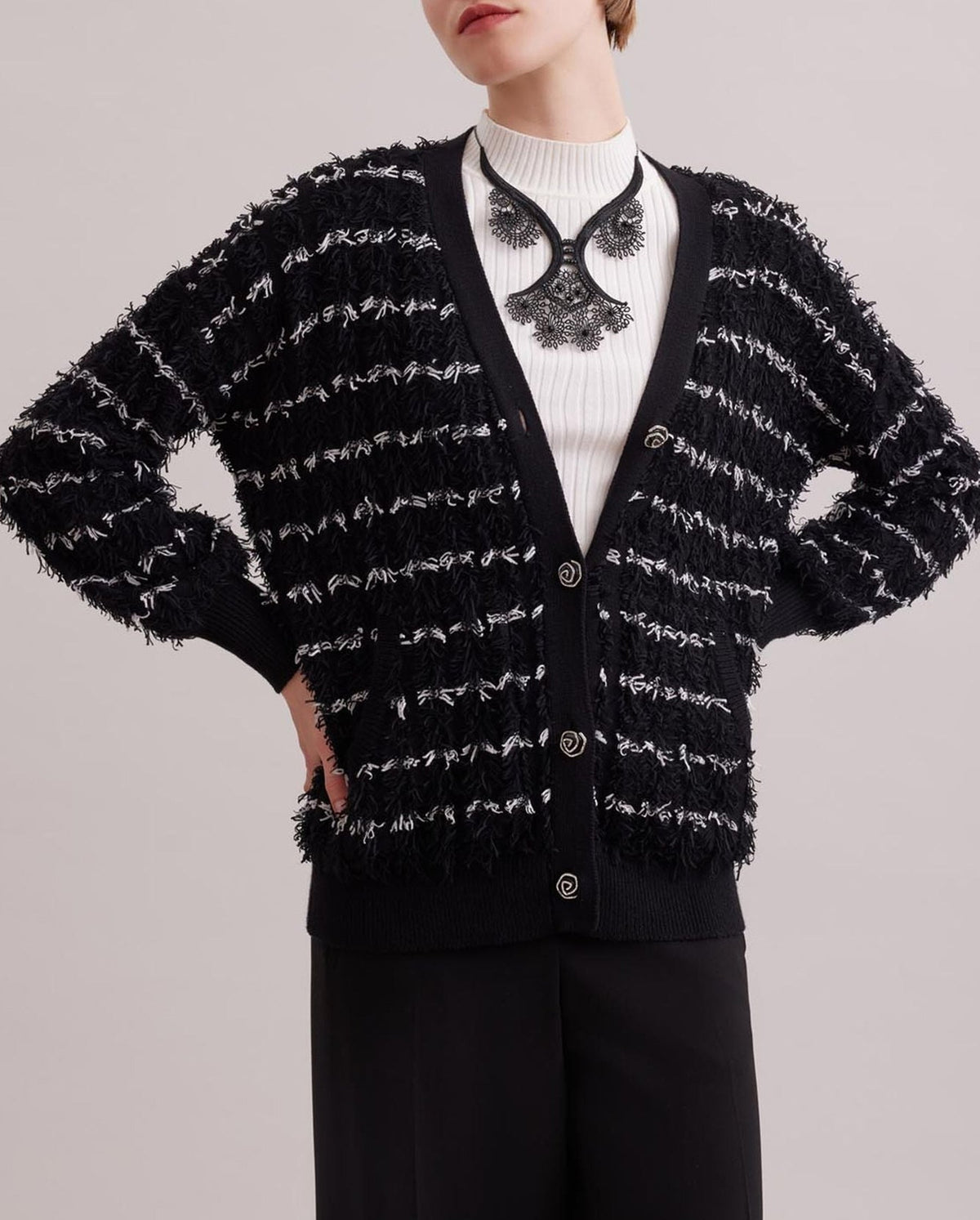 Cardigan Parnasse à col roulé - Black
