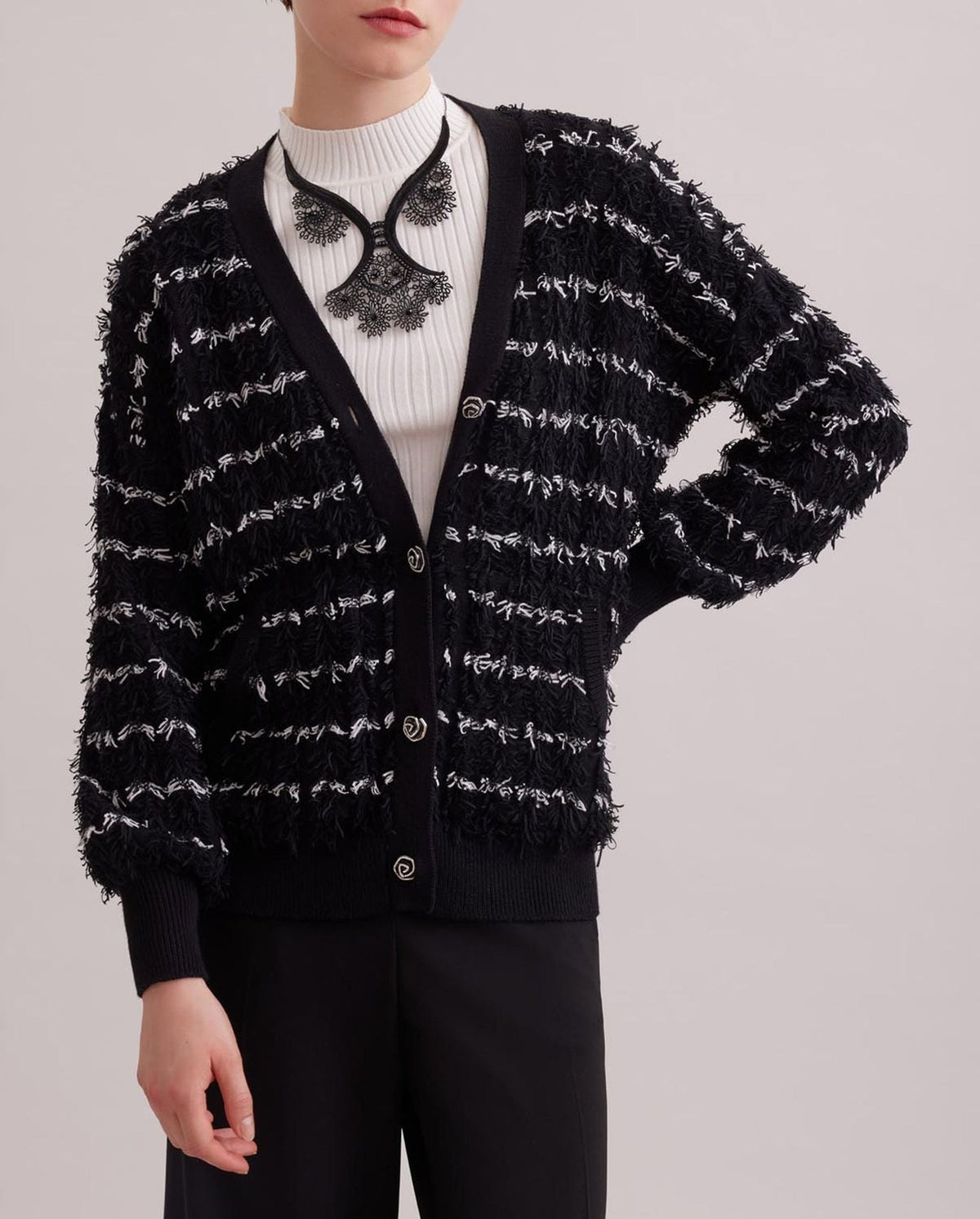 Cardigan Parnasse à col roulé - Black