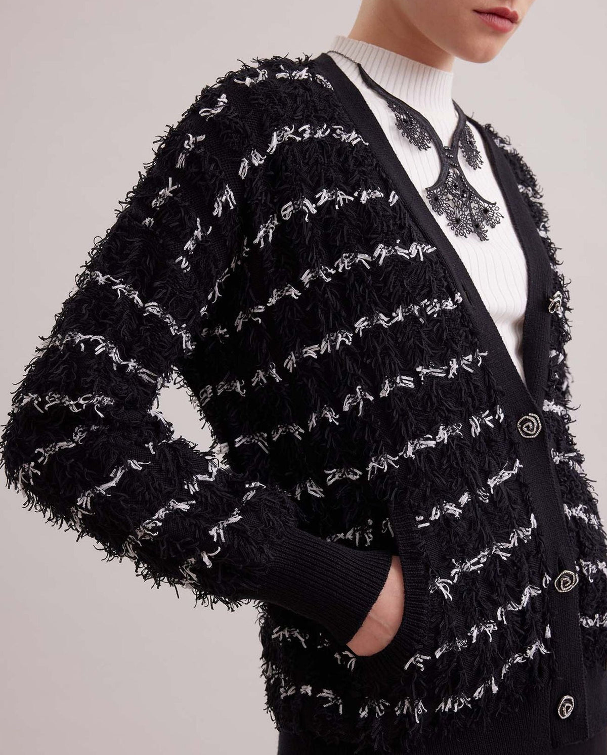Cardigan Parnasse à col roulé - Black