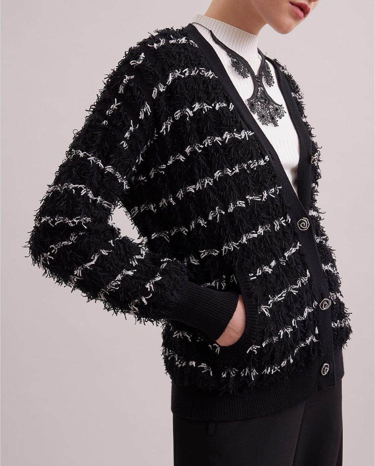 Cardigan Parnasse à col roulé - Black