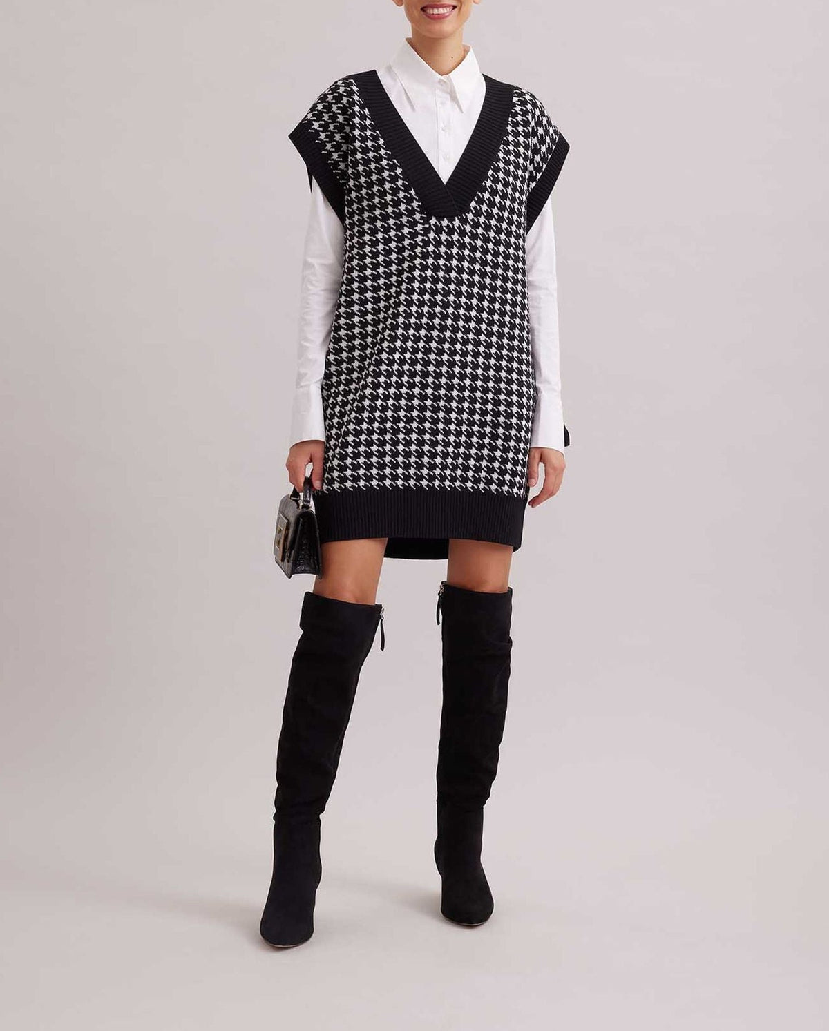 Robe pull Stendhal sans manche - Black & White
