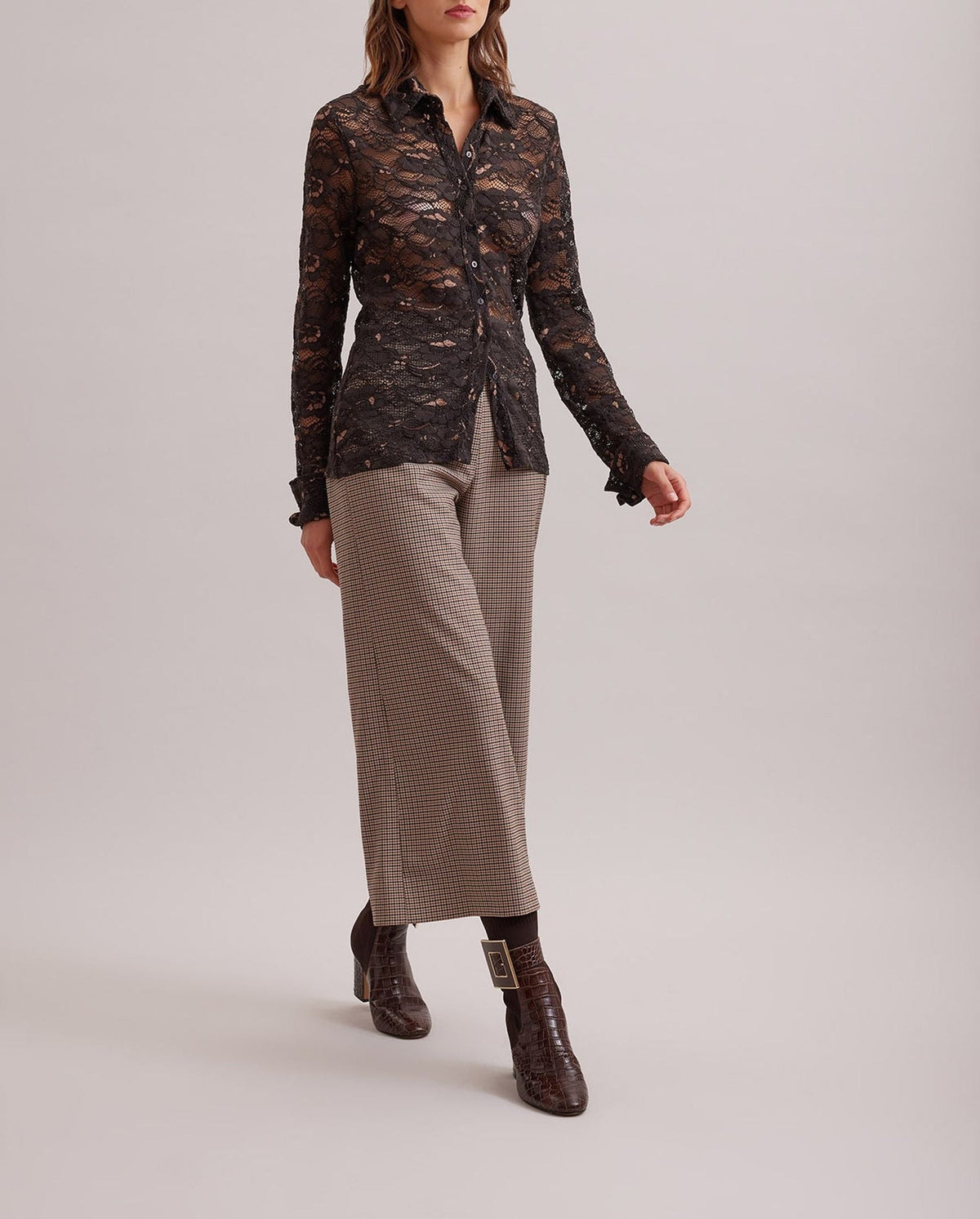Chemise Sandien en dentelle - Chocolate