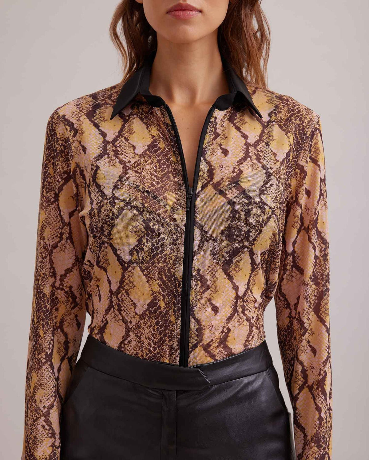 Chemise Ardeur à zip - Chocolate