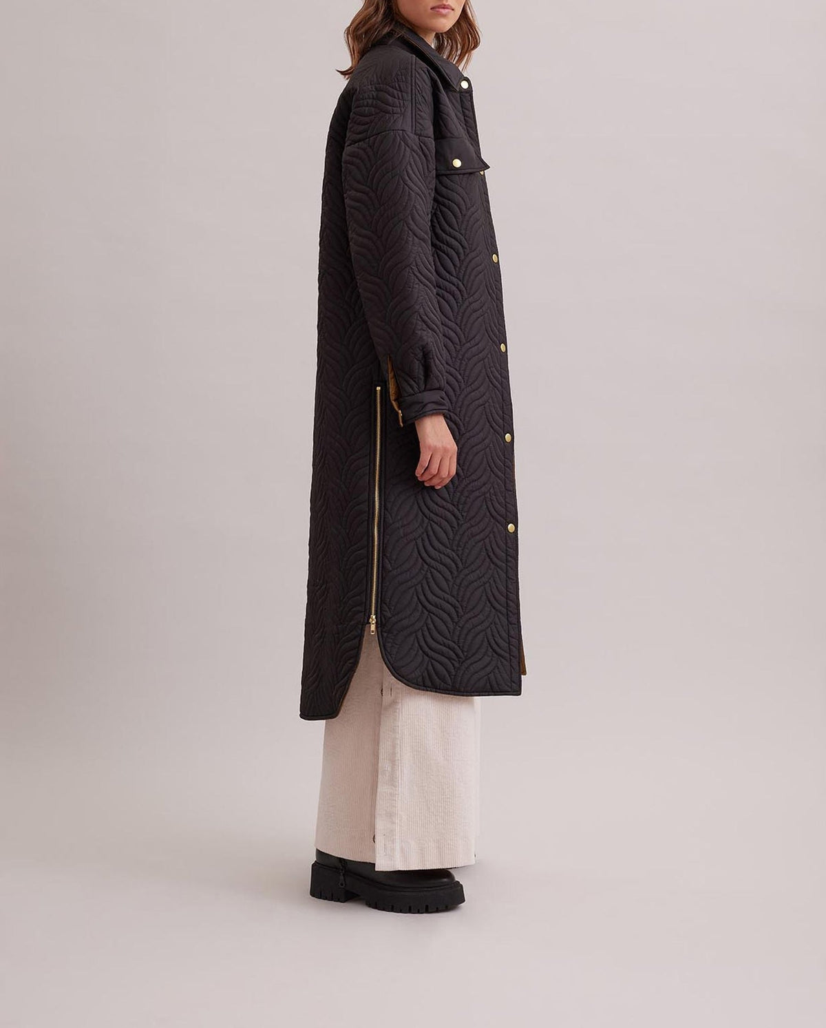 Manteau réversible Genes matelassé - Black