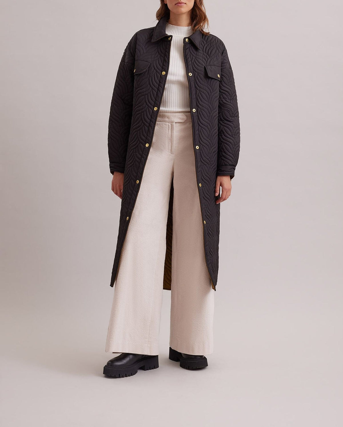 Manteau réversible Genes matelassé - Black