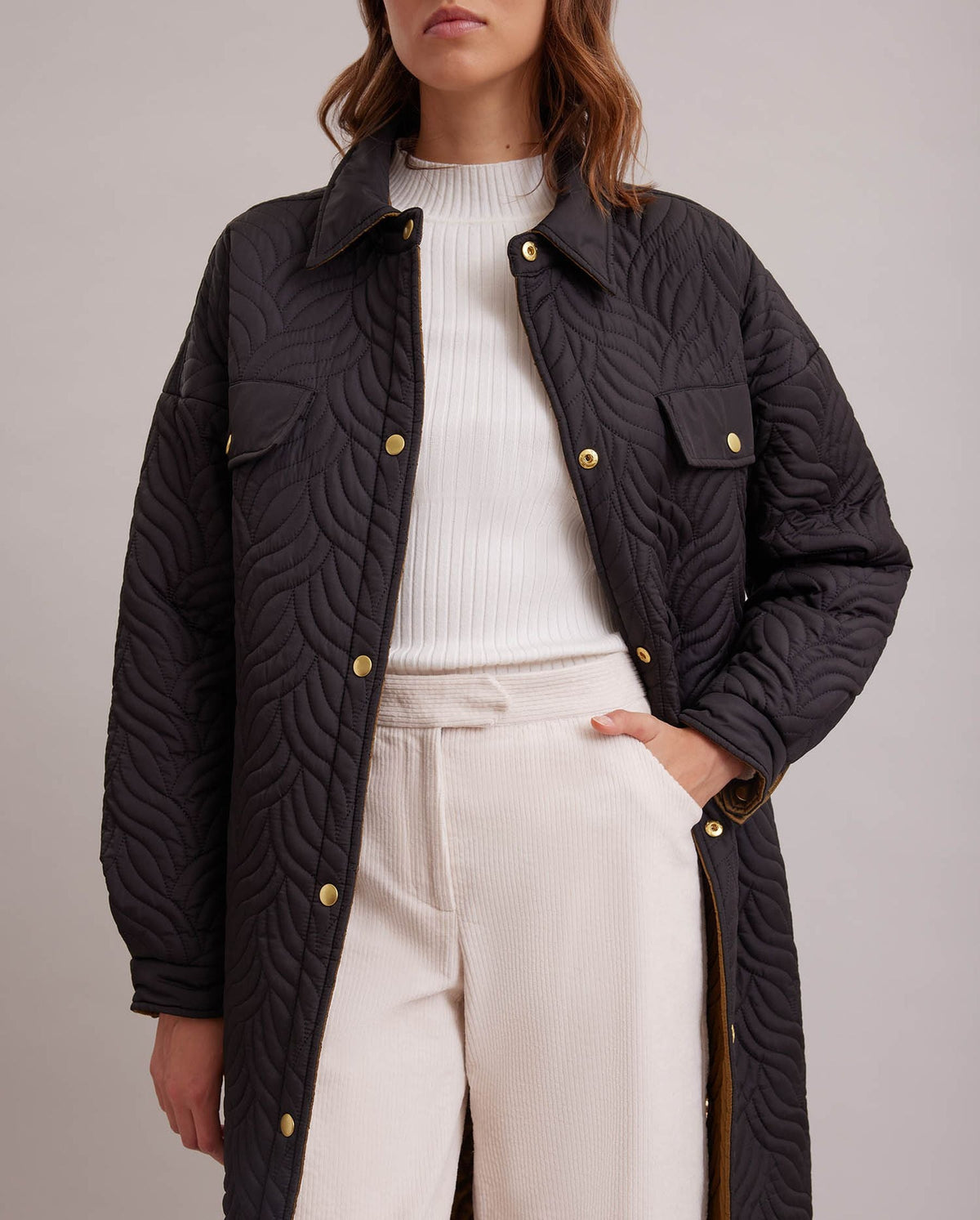 Manteau réversible Genes matelassé - Black