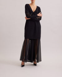 Robe Academy en laine à détails brodés - Black