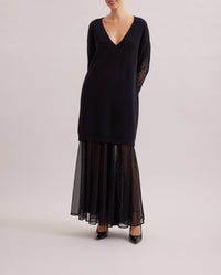 Robe Academy en laine à détails brodés - Black