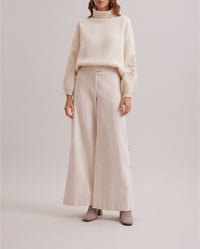 Pull College en laine à détails brodés - Moon White