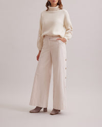 Pull College en laine à détails brodés - Moon White