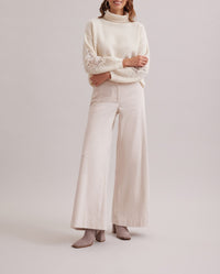 Pull College en laine à détails brodés - Moon White