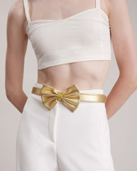 Ceinture fine Vogue en cuir - Gold