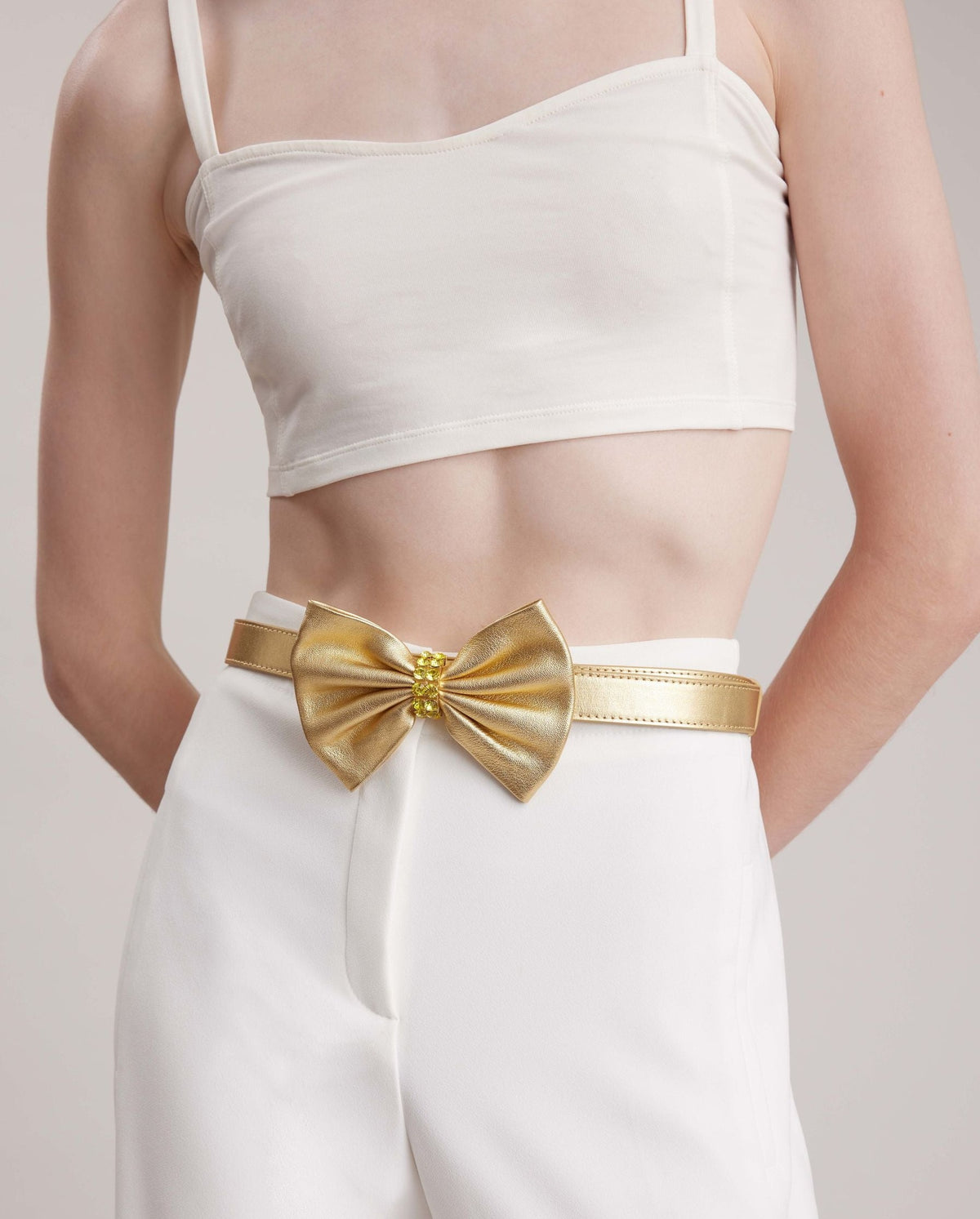 Ceinture fine Vogue en cuir - Or