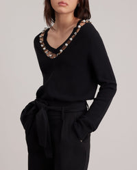Pull Mayari en maille gauffrée - Black