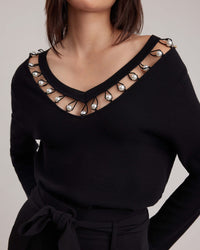 Pull Mayari en maille gauffrée - Black
