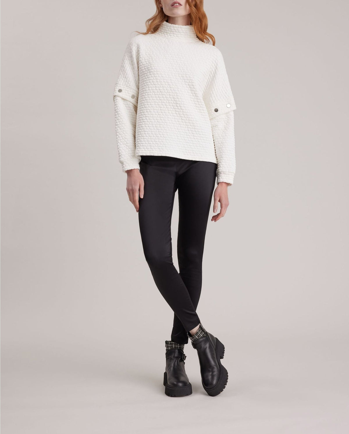 Top en maille Koffi à col fantaisie - Moon White