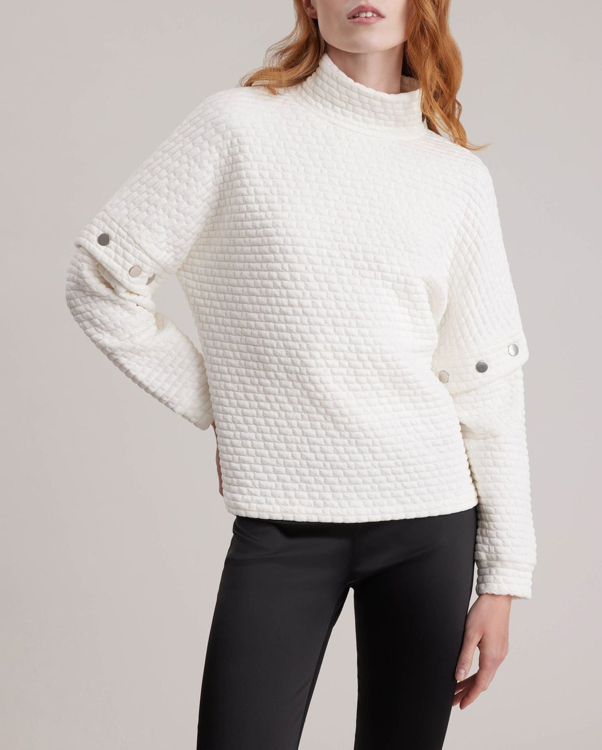 Top en maille Koffi à col fantaisie - Moon White