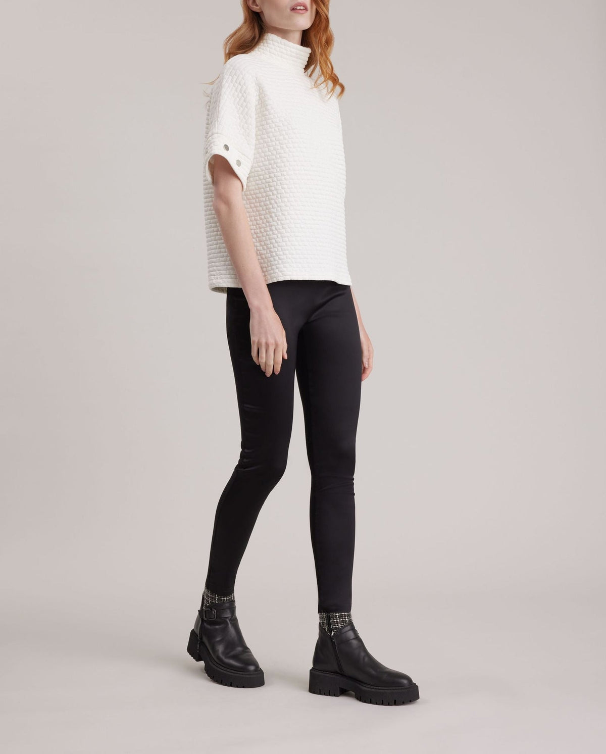 Top en maille Koffi à col fantaisie - Moon White