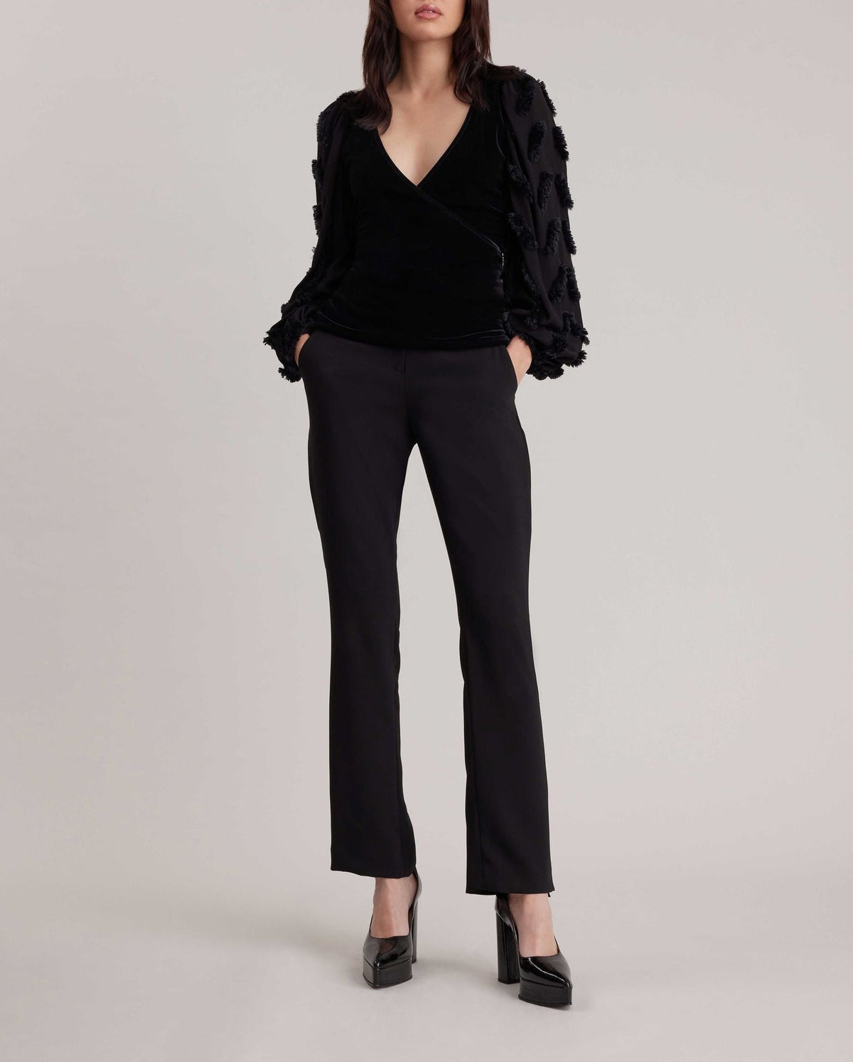 Blouse col v Carson - Black