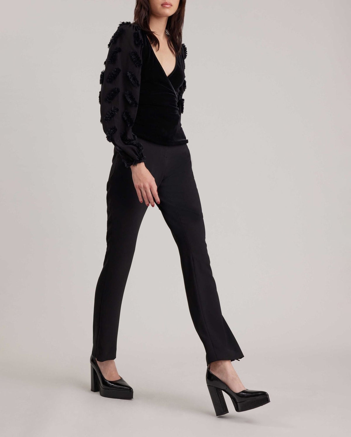 Blouse col v Carson - Black